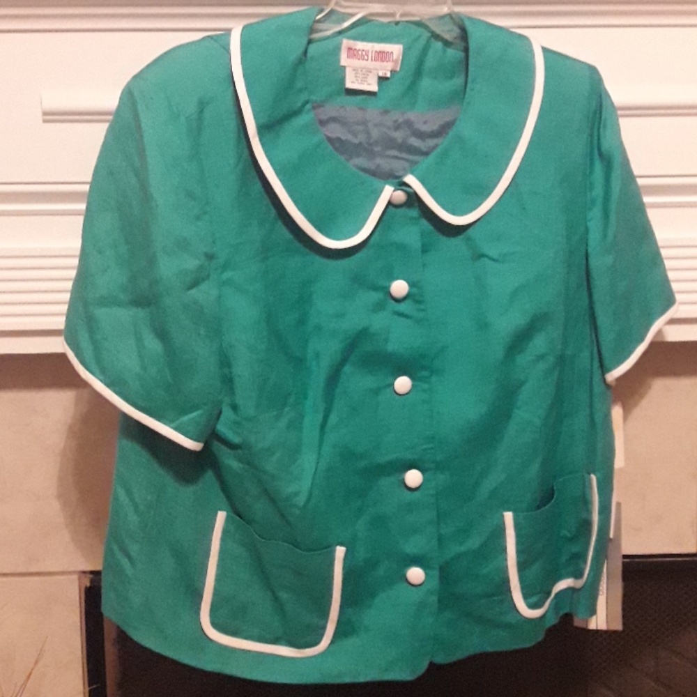 Vintage NWT Maggy London Top 18 Jade Green